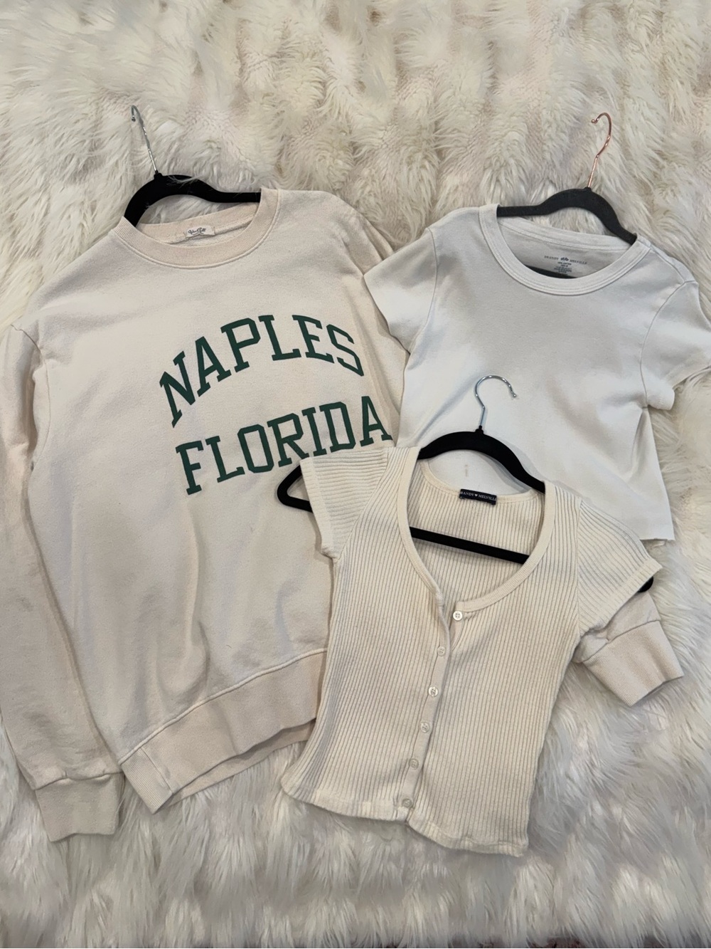 Brandy Melville bundle Cream Pullover Sweatshirt + 2 Cream Tops